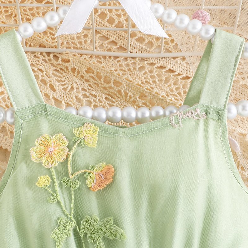 Baby Girl Floral Embroidery Princess Dress – Sleeveless Summer & Spring Outfit
