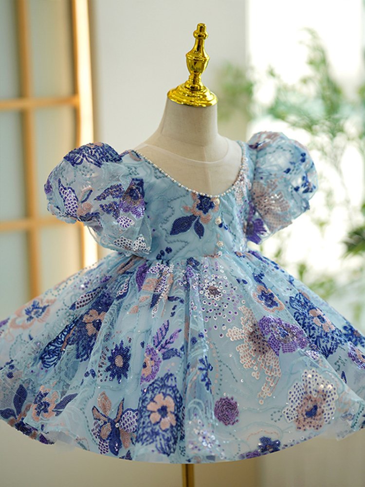 Children's Luxury Pink & Blue Sequin Dress – Elegant Sparkly Party Dress for Girls
