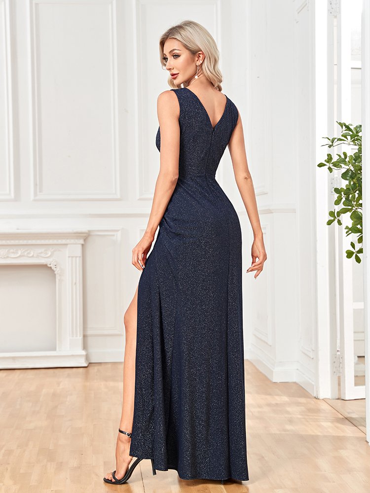 V-Neck Elegant Shining Formal Evening Dress – Luxury Gown for Parties & Special Events