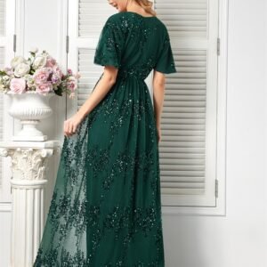 Green Sequin Evening Dress – Elegant Formal Gown for Special Events & Parties
