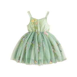Baby Girl Floral Embroidery Princess Dress – Sleeveless Summer & Spring Outfit