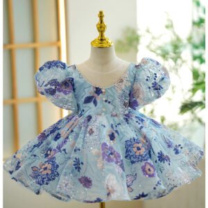Children's Luxury Pink & Blue Sequin Dress – Elegant Sparkly Party Dress for Girls