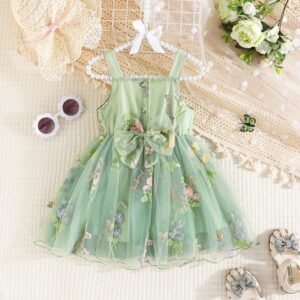 Baby Girl Floral Embroidery Princess Dress – Sleeveless Summer & Spring Outfit