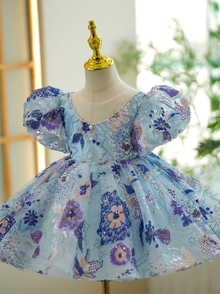 Children's Luxury Pink & Blue Sequin Dress – Elegant Sparkly Party Dress for Girls