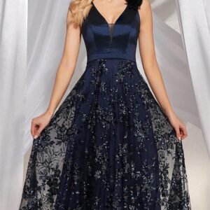 Elegant V-Neck Evening Dress – Luxury Chiffon Sleeveless Party Dress for Women