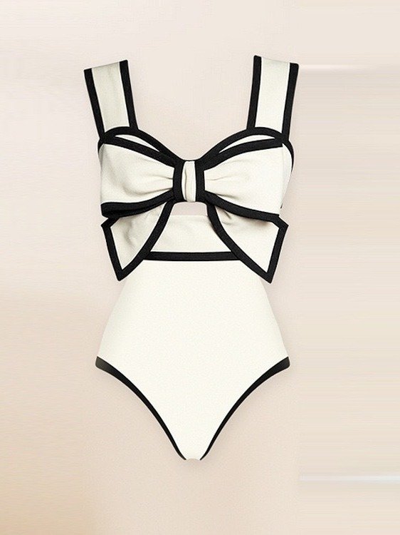 Sexy Bow One-Piece Swimsuit – Elegant & Flattering Swimwear