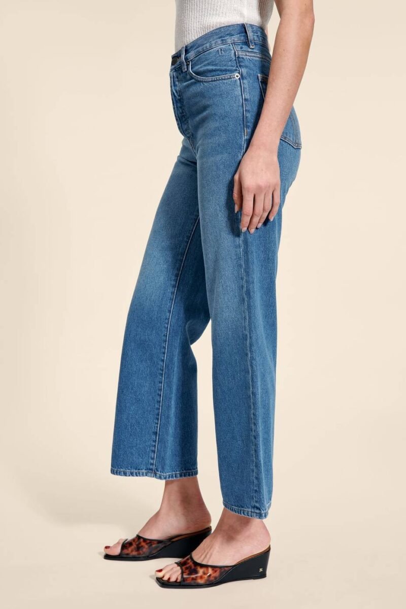 French Style High Waist Retro Wide Leg Blue Jeans for Women – Vintage Chic