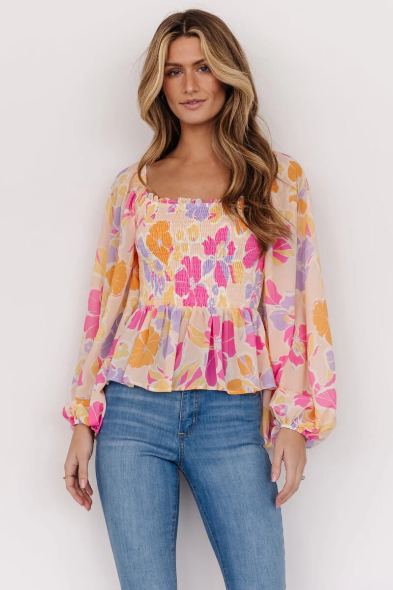 Long Sleeve Pleated Top for Women – Elegant & Stylish Blouse