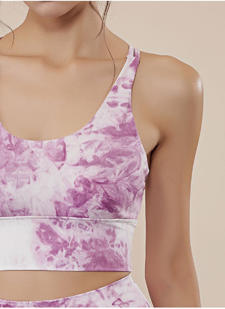 Oil Painting Yoga Suit – Women's Nude Yoga Wear with Fixed Chest Pad