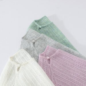 Pearl Buckle Retro Elegant Alpaca Wool Sweater – Sophisticated Women's Knitwear One-Size