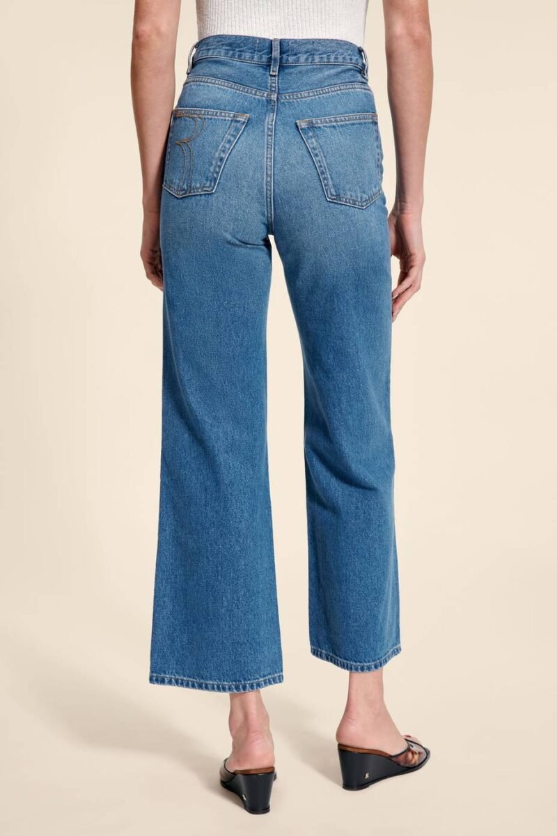 French Style High Waist Retro Wide Leg Blue Jeans for Women – Vintage Chic