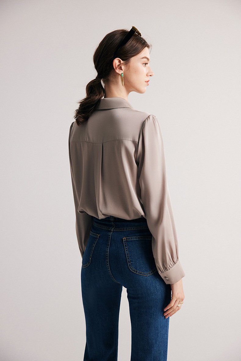 Grey Mulberry Silk Women's Shirt – Luxurious & Soft Fashion Top