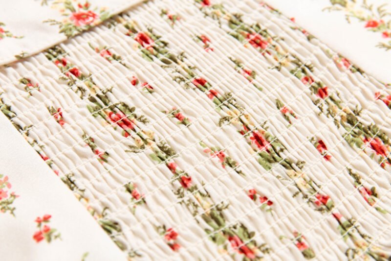 French Retro Pastoral Style Printed Square Collar Flying Sleeve Tube Top