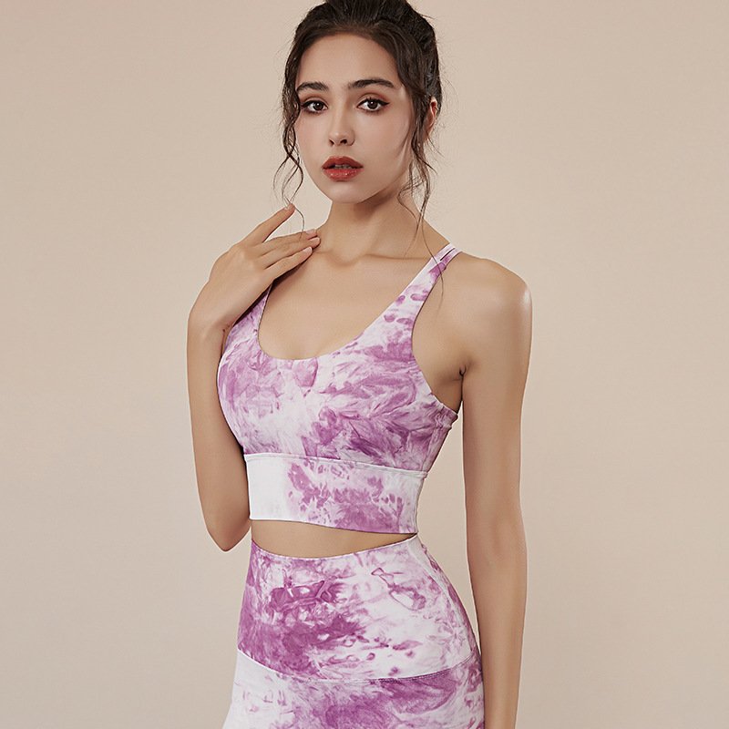 Oil Painting Yoga Suit – Women's Nude Yoga Wear with Fixed Chest Pad