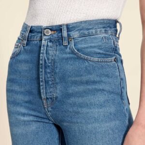 French Style High Waist Retro Wide Leg Blue Jeans for Women – Vintage Chic