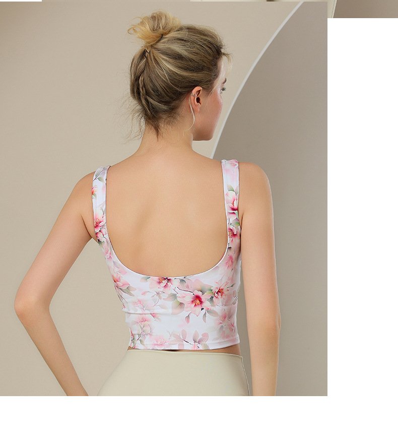 Colorful Printed Yoga Vest Suit – Women's Sports Bra with Chest Pad