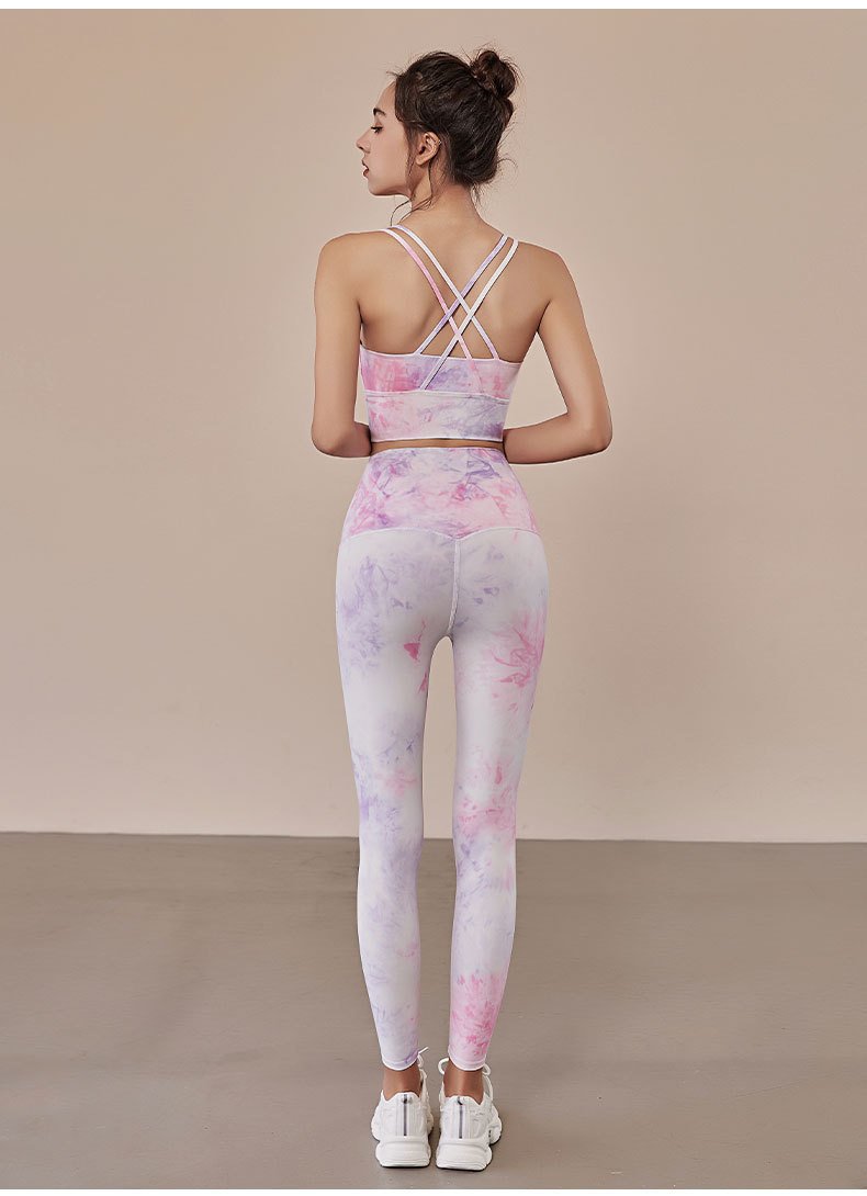 Oil Painting Yoga Suit – Women's Nude Yoga Wear with Fixed Chest Pad