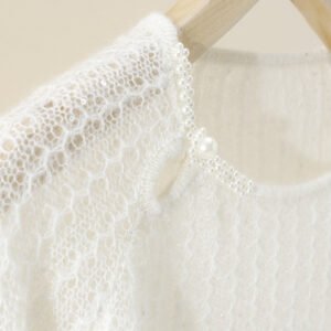 Pearl Buckle Retro Elegant Alpaca Wool Sweater – Sophisticated Women's Knitwear One-Size