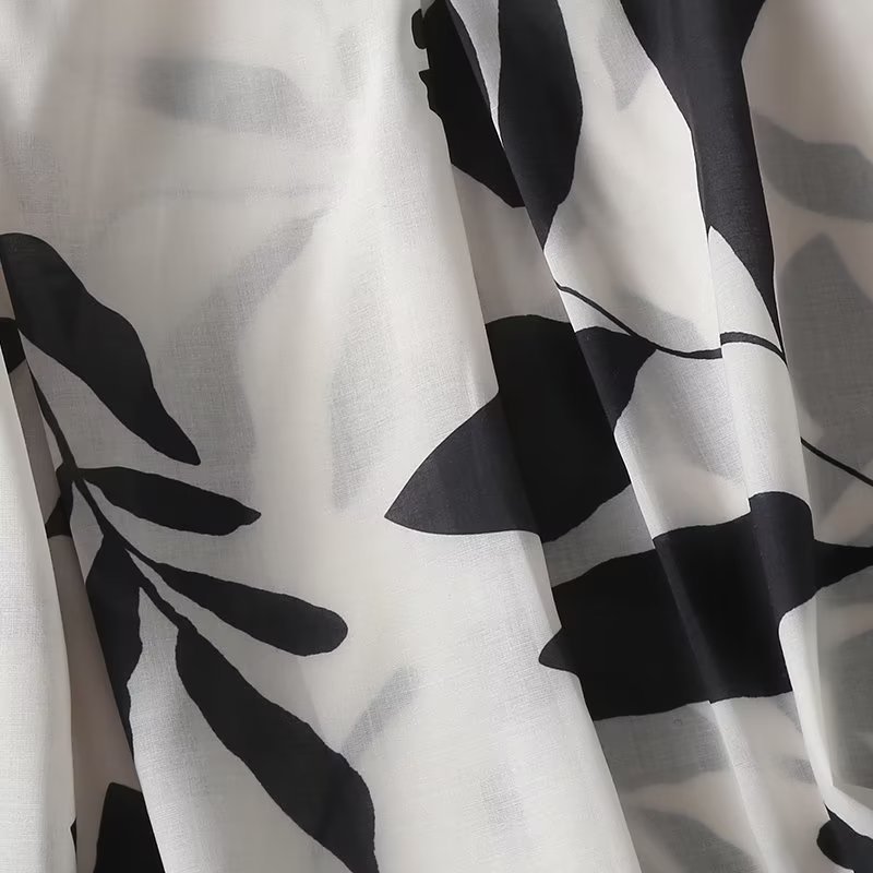Black Leaf Printed Casual Shirt for Women – Stylish & Comfortable Blouse