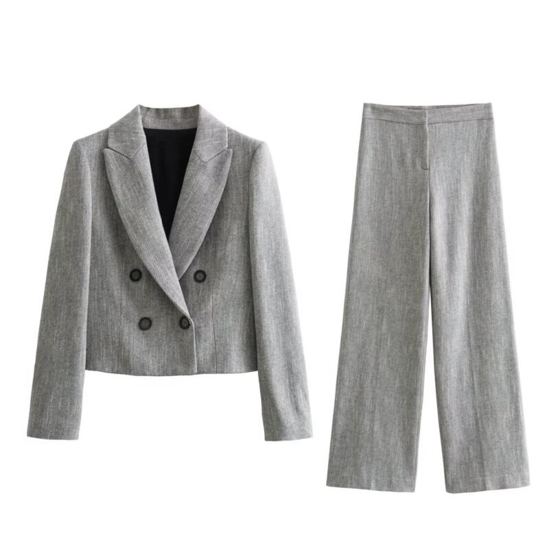 Grey Wool Suit Set for Women – Classic & Sophisticated