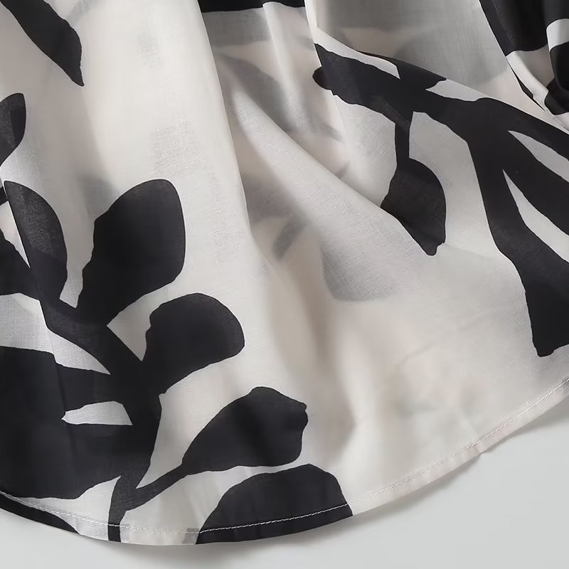 Black Leaf Printed Casual Shirt for Women – Stylish & Comfortable Blouse