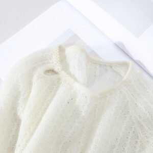 Pearl Buckle Retro Elegant Alpaca Wool Sweater – Sophisticated Women's Knitwear One-Size
