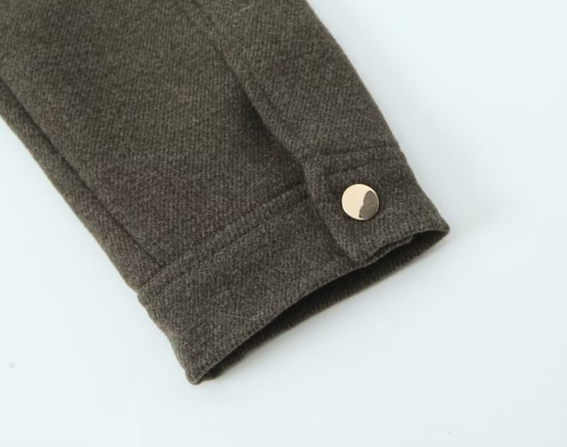 Solid Color Lapel Jacket with Zipper Pockets – Women's Long Sleeve Coat