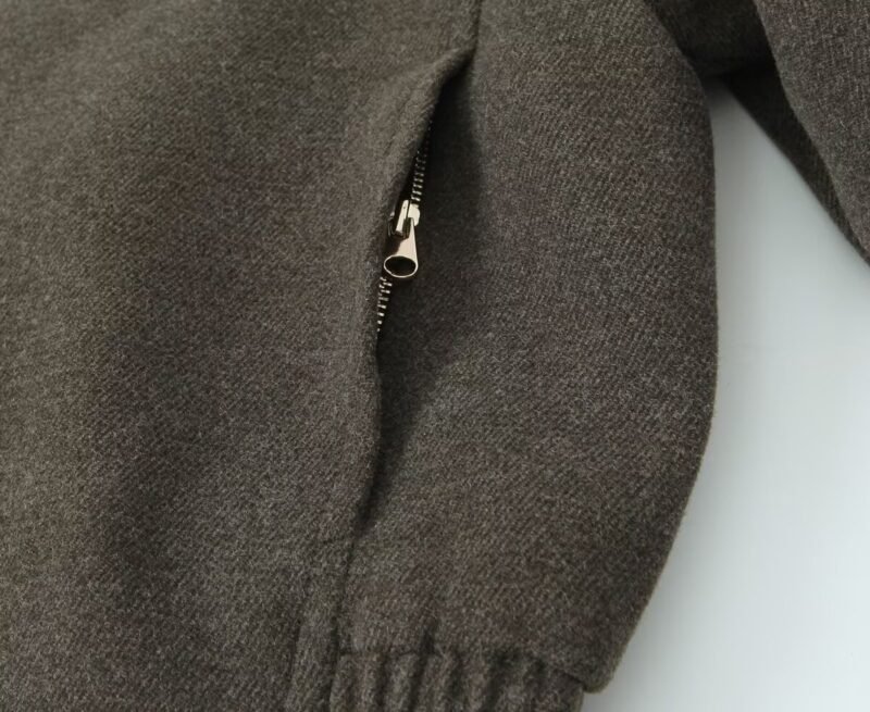 Solid Color Lapel Jacket with Zipper Pockets – Women's Long Sleeve Coat