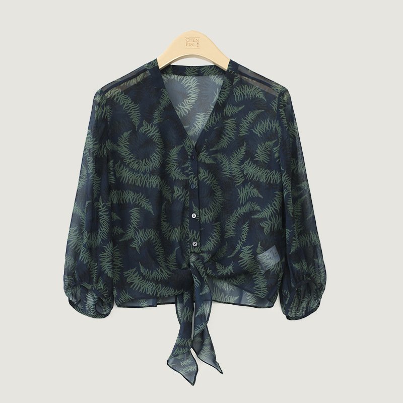 Women's Lace-Up Mulberry Silk Cardigan Shirt – Elegant & Versatile