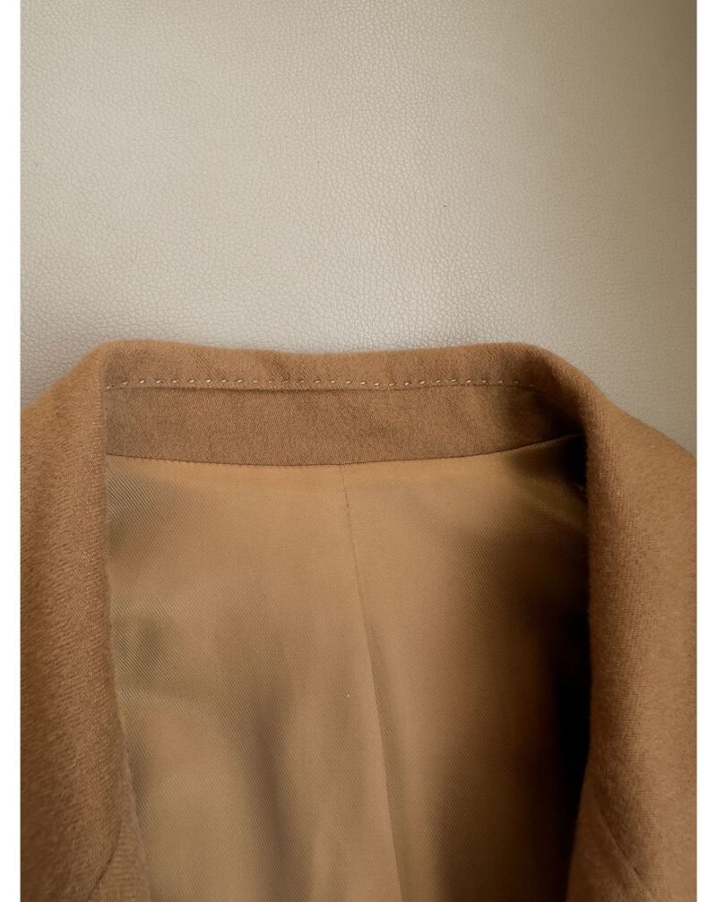 Brown Wool Single-Lined Double-Breasted Women's Suit Jacket – Elegant & Chic
