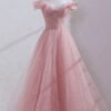 Sparkling Pink Tulle Gown with Sequin Embellishments