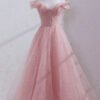 Sparkling Pink Tulle Gown with Sequin Embellishments