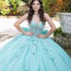 Elegant Aqua Sweetheart Quinceañera Dress | Applique Ball Gown with Bow