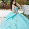 Elegant Aqua Sweetheart Quinceañera Dress | Applique Ball Gown with Bow