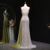 Luxury Mermaid Evening Dress with Grey White Side Bow