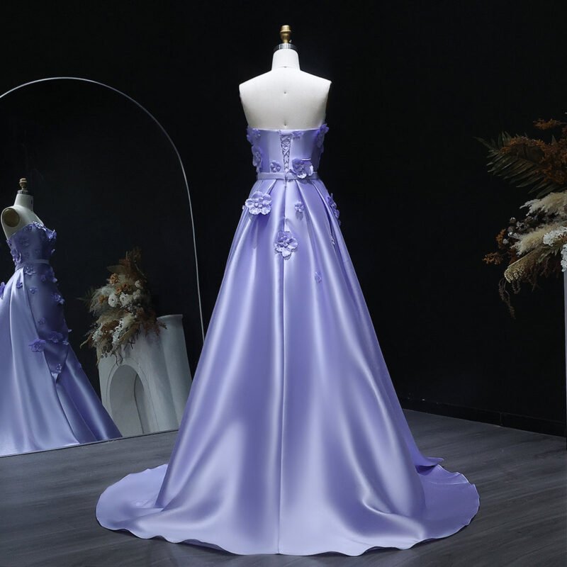 3D Flowers Evening Red Dress with Detachable Overskirt