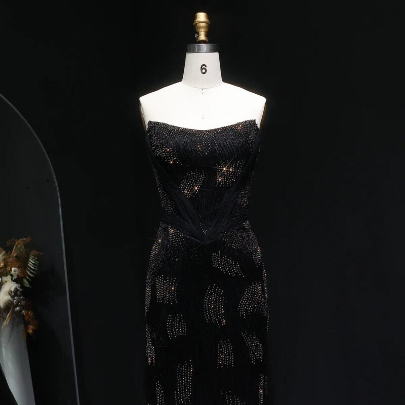 Luxury Pink Mermaid Evening Dress with Train & Beading