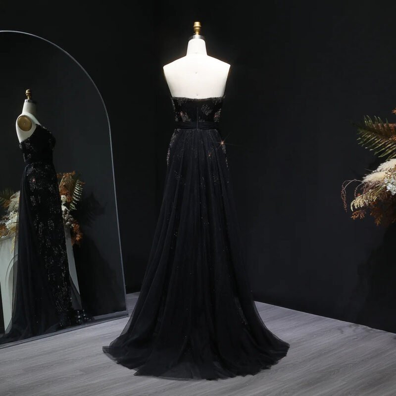 Luxury Pink Mermaid Evening Dress with Train & Beading