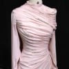 Pink Mermaid Evening Dress with Sparkling Beads and Ruffled Layers