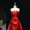 3D Flowers Evening Red Dress with Detachable Overskirt