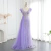 Elegant Lilac Mermaid Blue Evening Gown with Beading