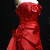 3D Flowers Evening Red Dress with Detachable Overskirt