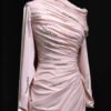 Pink Mermaid Evening Dress with Sparkling Beads and Ruffled Layers