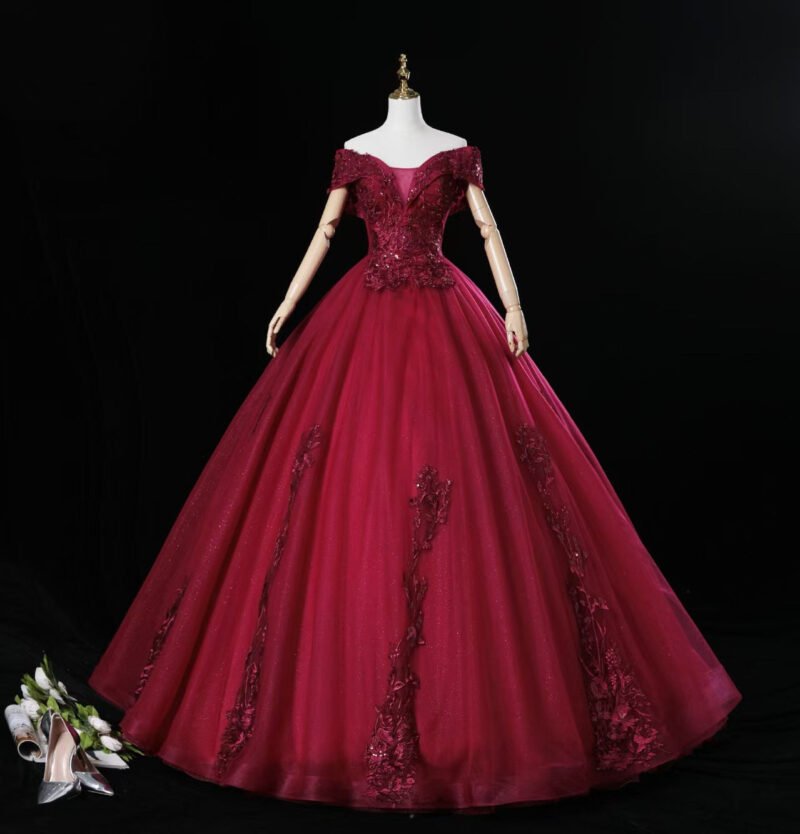 Blue Off-Shoulder Tulle Lace Evening Gown with Beading & Sequins Prom Dress