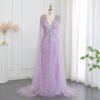 Luxury A-Line Pink V-Neck Beaded Evening Gown with Sequins