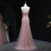 Luxury Pink Mermaid Evening Dress with Train & Beading