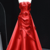 3D Flowers Evening Red Dress with Detachable Overskirt