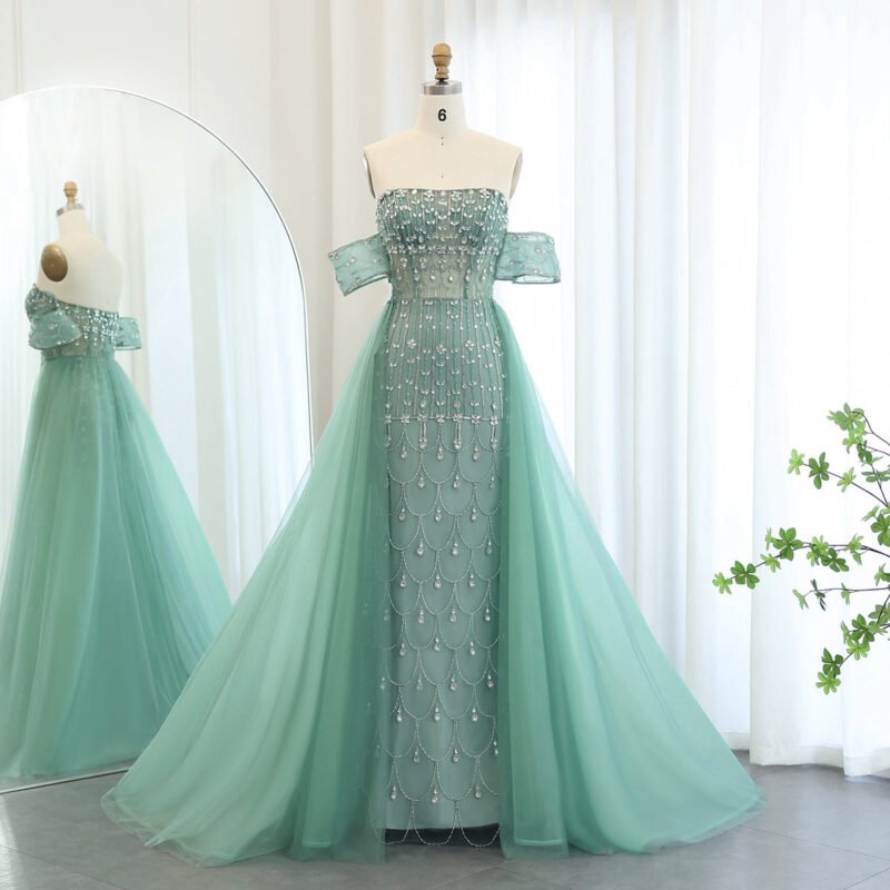 Luxury Mermaid Arabic Evening Dress with Overskirt
