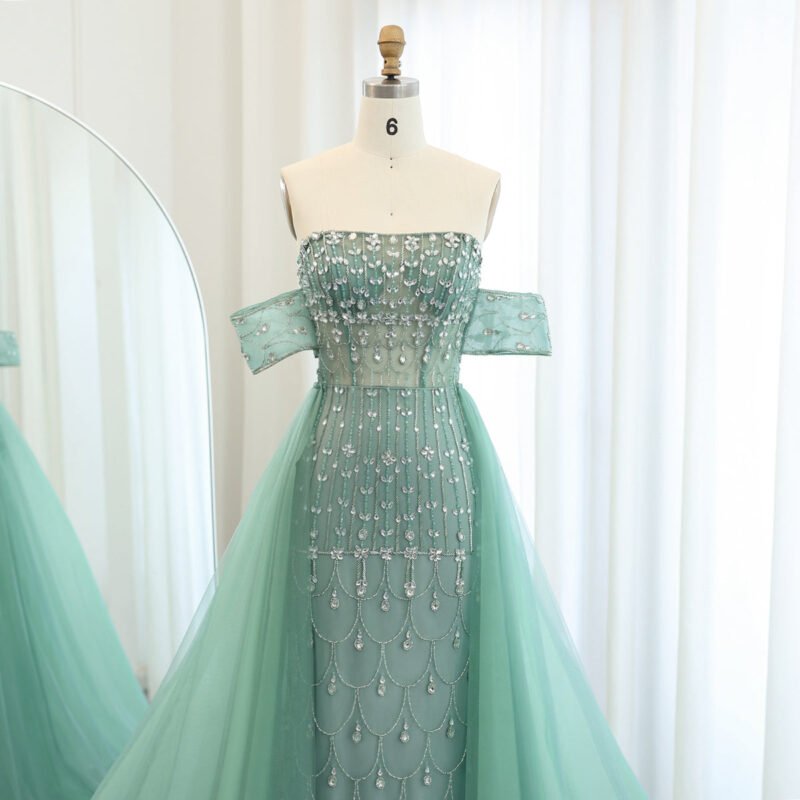 Luxury Mermaid Arabic Evening Dress with Overskirt
