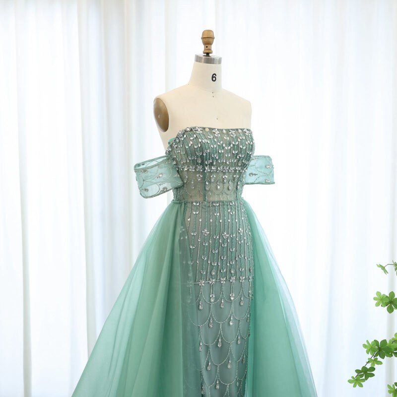 Luxury Mermaid Arabic Evening Dress with Overskirt